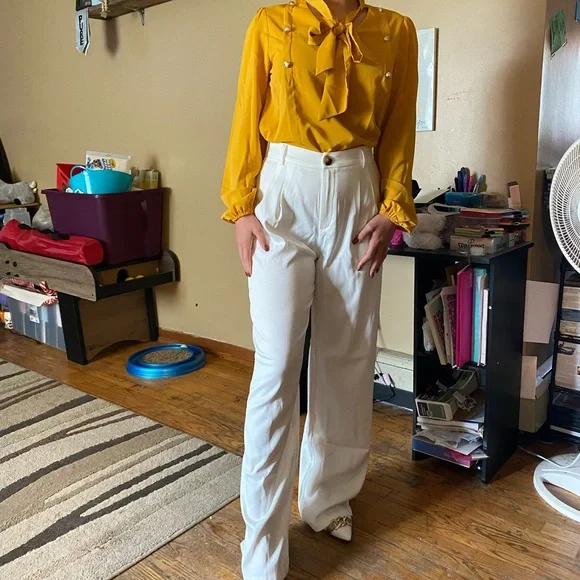 Mustard White Shirt Yellow Pants White Jeans Yellow And White